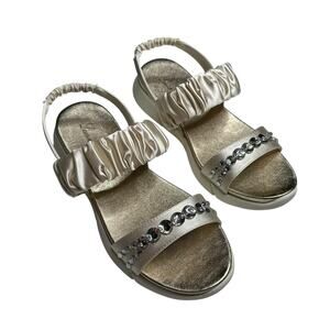 LAUREN‎ LORRAINE Annie Ivory Champagne Gold Rhinestone Sandals Women's Size 9